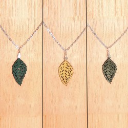 Mint leaf leather pendant